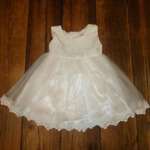 White Princess Flower Toddler Dress Lace Tulle Skirt Sash Formal Pageant 2/3